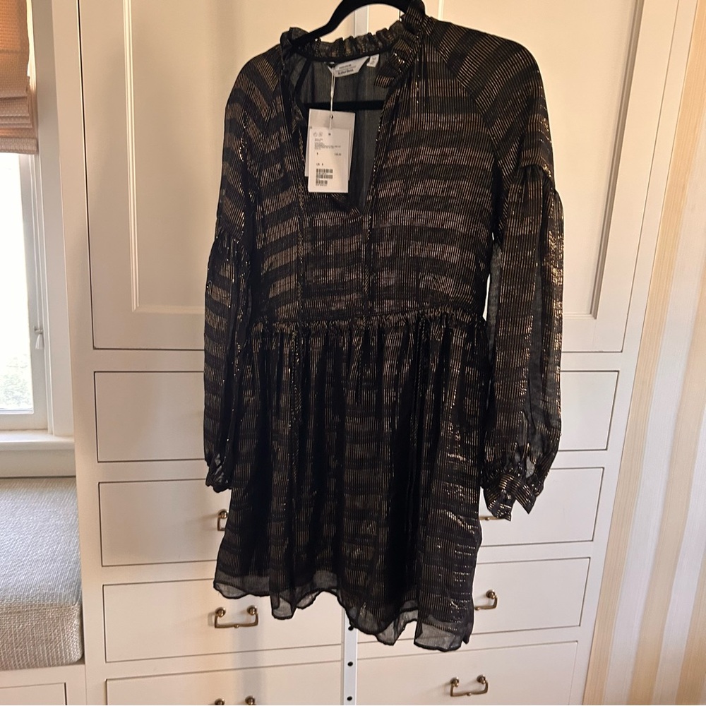 & Other Stories Black and Gold Babydoll Dress size 6